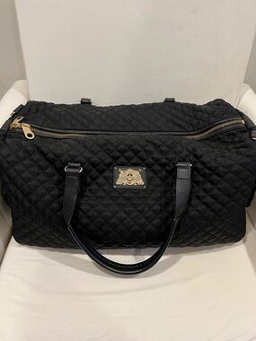 Juicy Couture Vintage Quilted Black Weekender Duffel with Gold Hardware